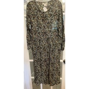 NWT Adini Vintage Floral Button Long Midi Dress Medium Prairie‎ Cottage Country